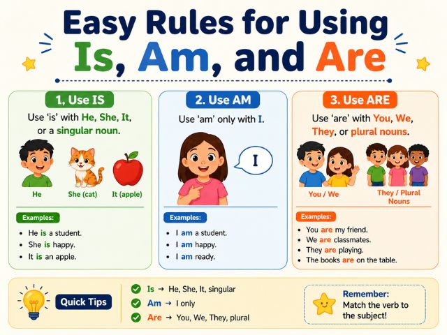 Easy Rules for Using Is, Am, and Are