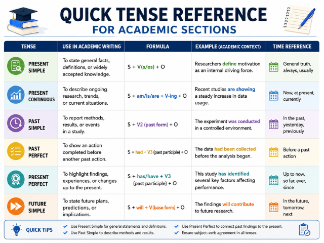 Quick Tense Reference for Academic Sections