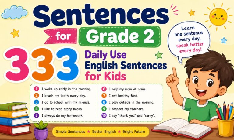 Sentences for Grade 2 333 Daily Use English Sentences for Kids