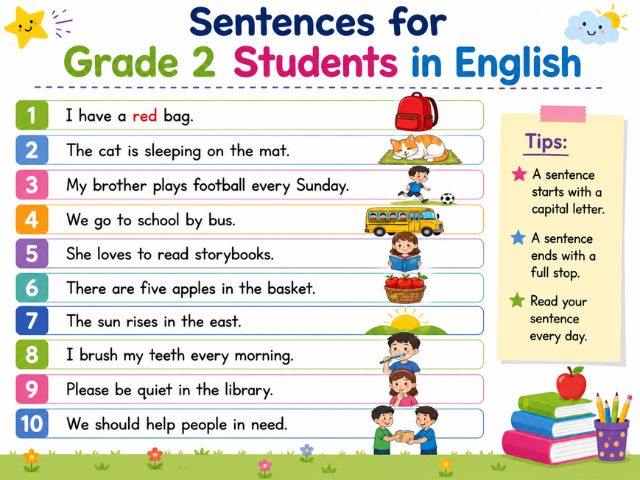 Sentences for Grade 2 Students in English