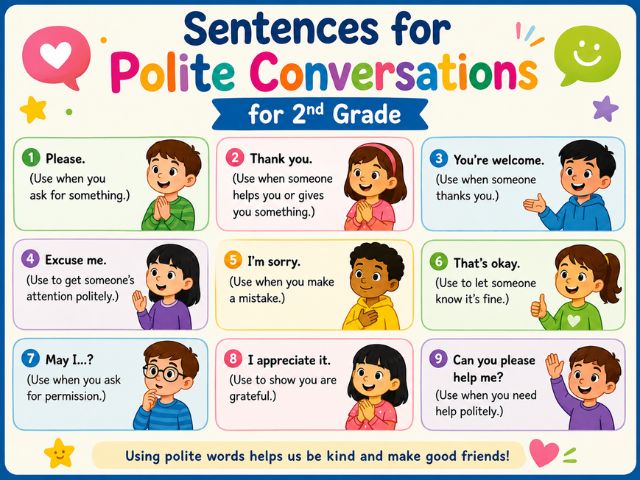 Sentences for Polite Conversations for 2nd Grade