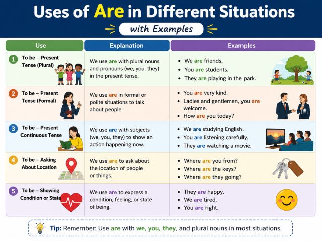 Uses of Are in Different Situations with Examples