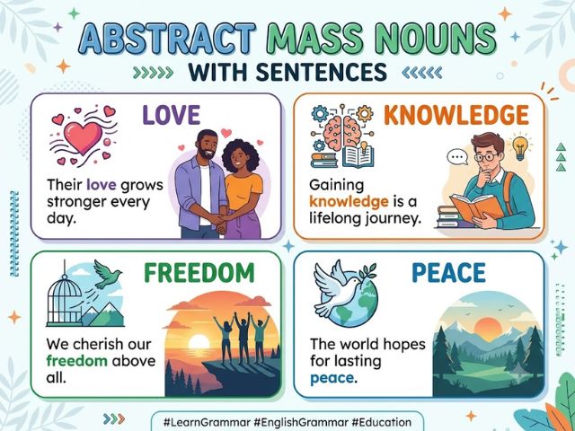 Abstract Mass Nouns with Sentences