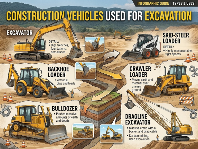 Construction Vehicles Used for Excavation
