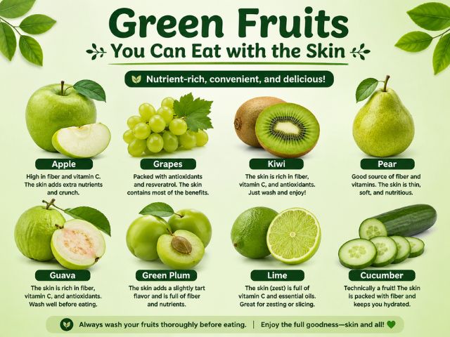 Green Fruits You Can Eat with the Skin