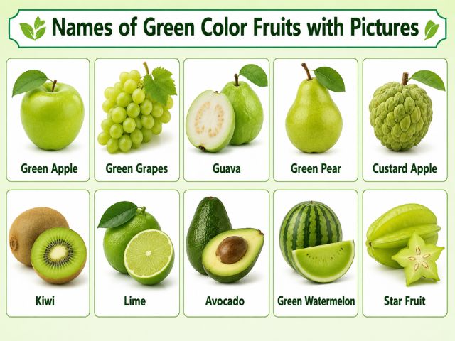 Names of Green Color Fruits with Pictures
