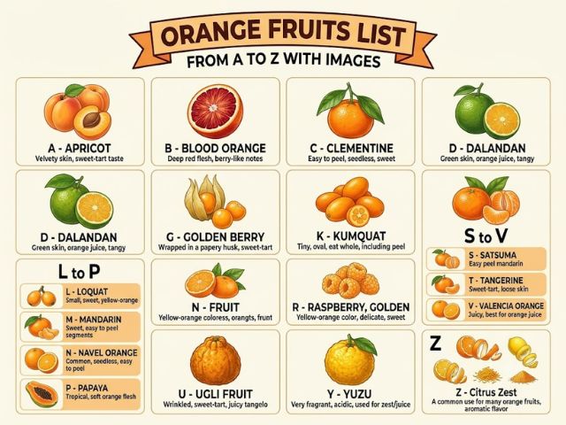 Orange Fruits List from A to Z with Images