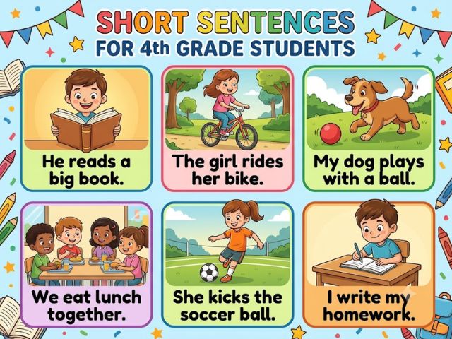 Short Sentences for 4th Grader Students